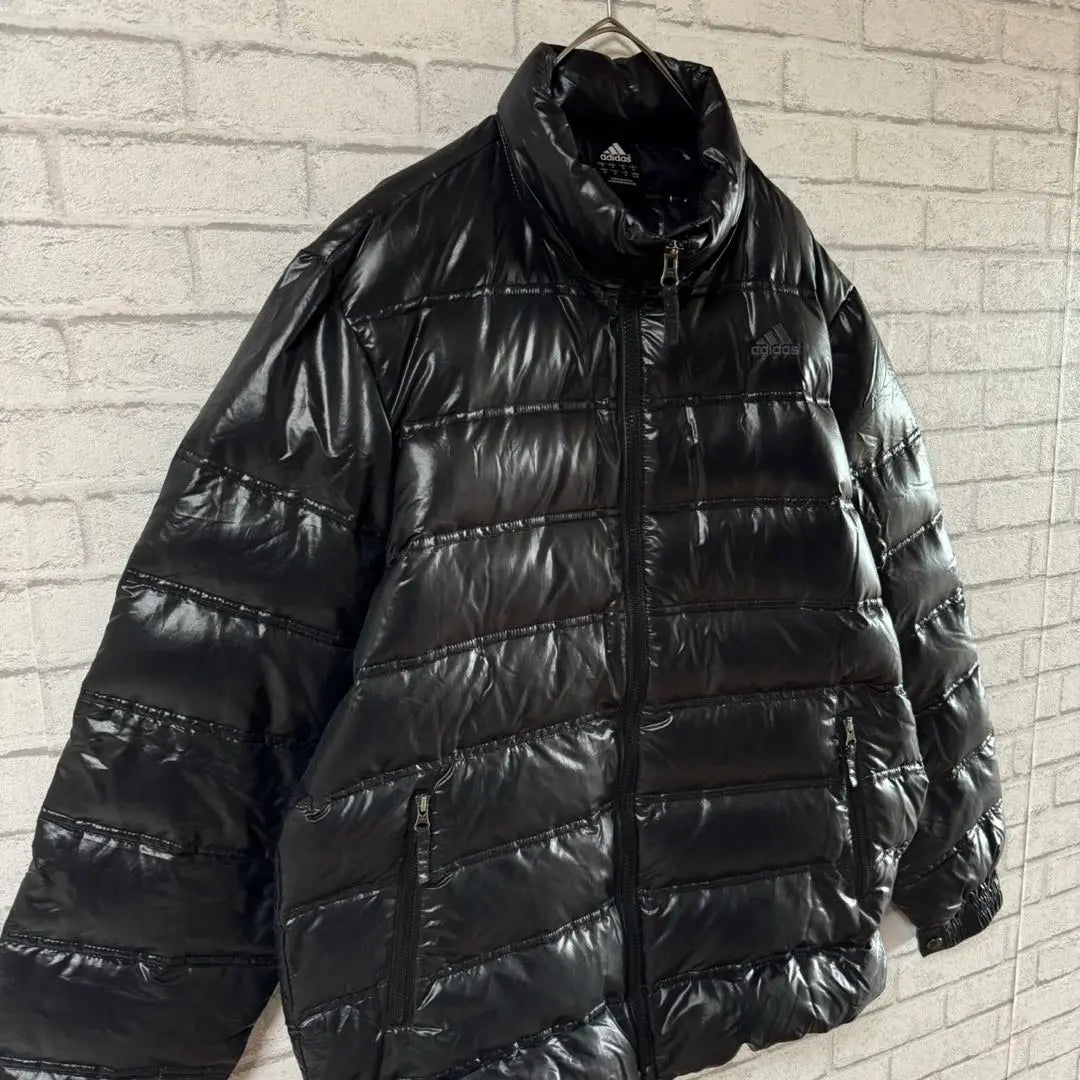 Ropa vieja rara de los años 90 Vintage Adidas Down Jacket Bordado Logo Negro O | 希少 90s 古着 ヴィンテージ アディダス ダウンジャケット 刺繍ロゴ 黒 O