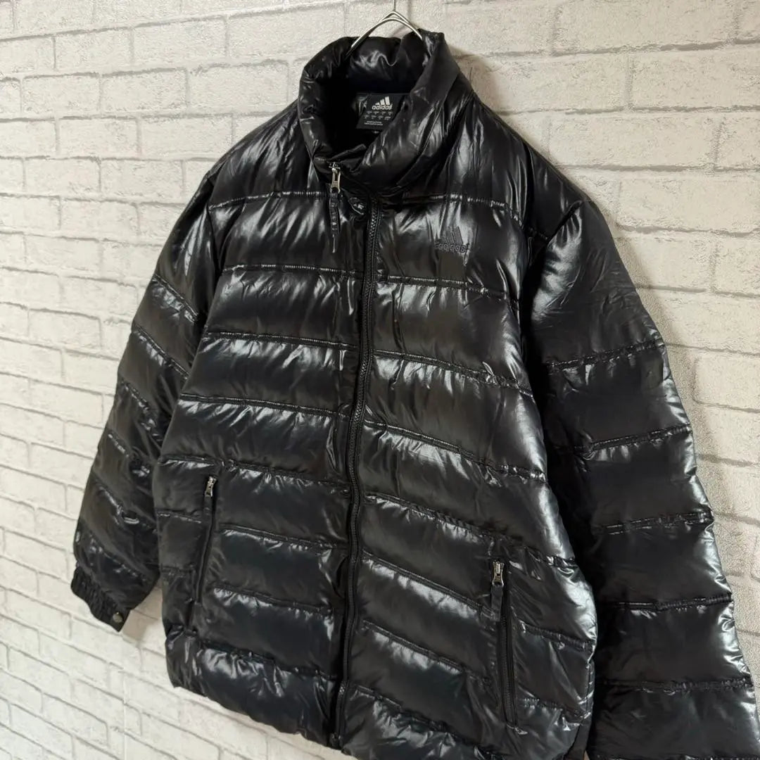 Ropa vieja rara de los años 90 Vintage Adidas Down Jacket Bordado Logo Negro O | 希少 90s 古着 ヴィンテージ アディダス ダウンジャケット 刺繍ロゴ 黒 O