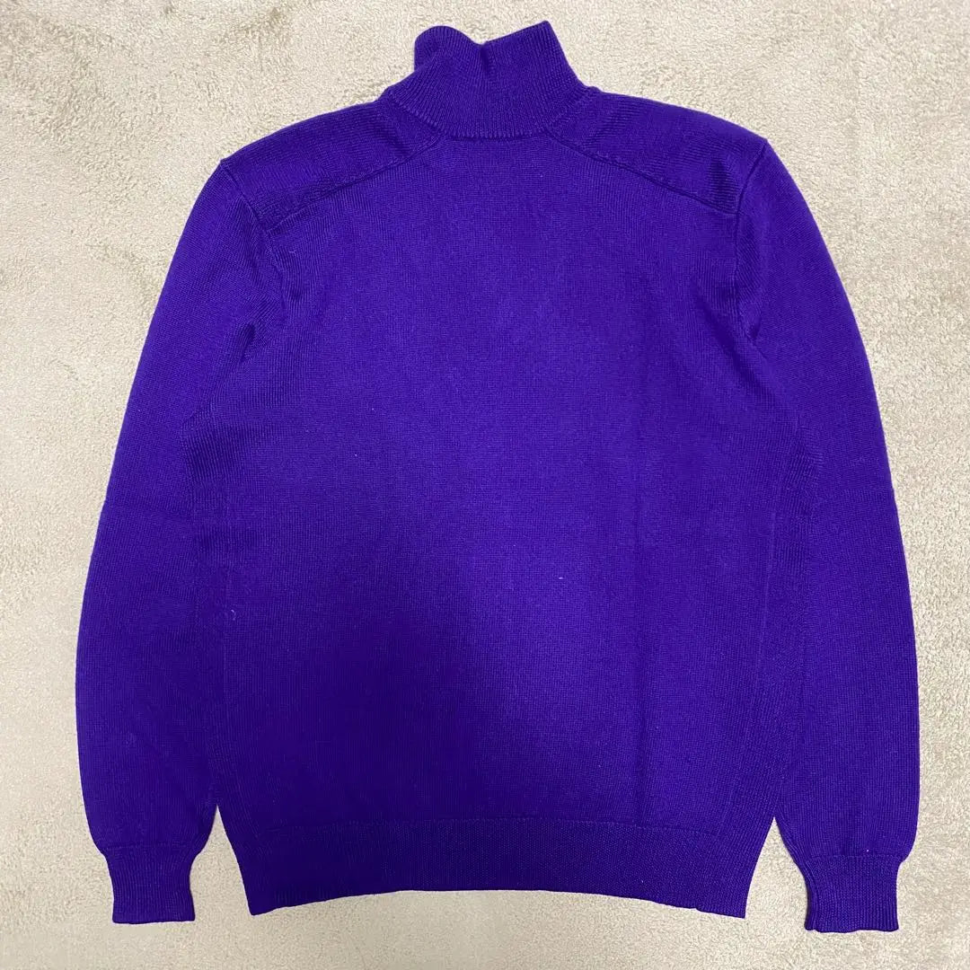 [Raro] POLO GOLF Jersey de punto con media cremallera y bordado de lana merino en color morado