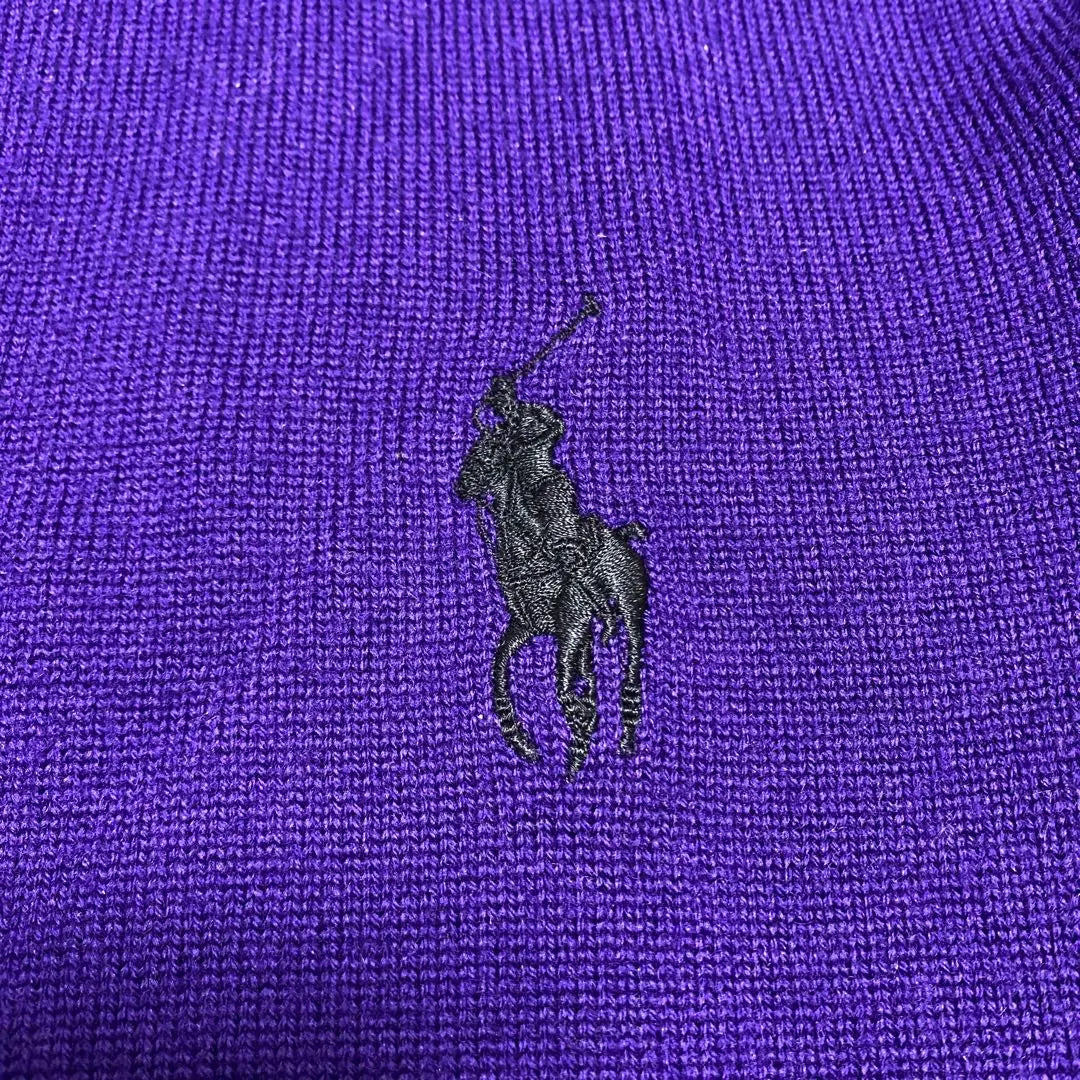 [Rare] POLO GOLF Merino Wool Embroidered Half Zip Knit Purple