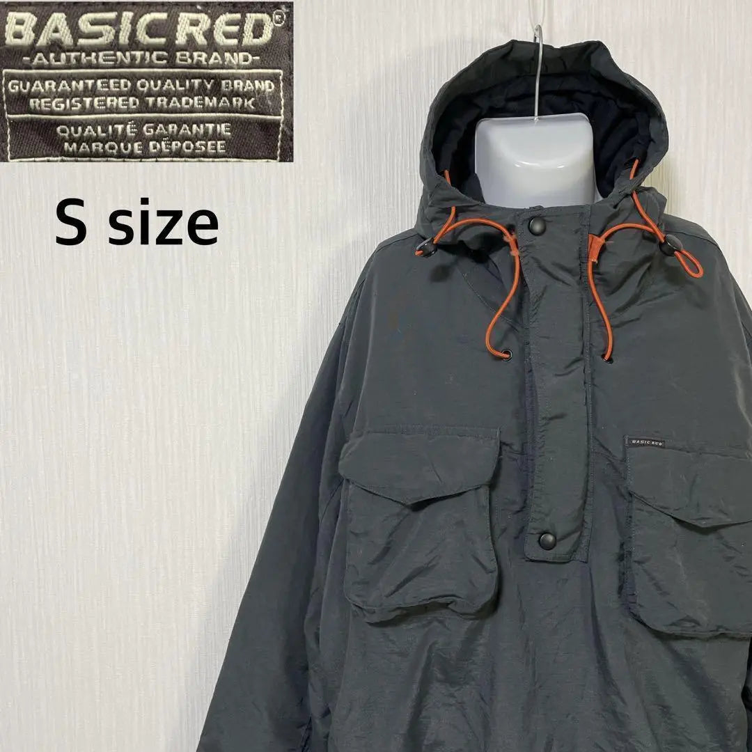 BASIC RED Nylon Parka Mountain Parka Half Zip Gray