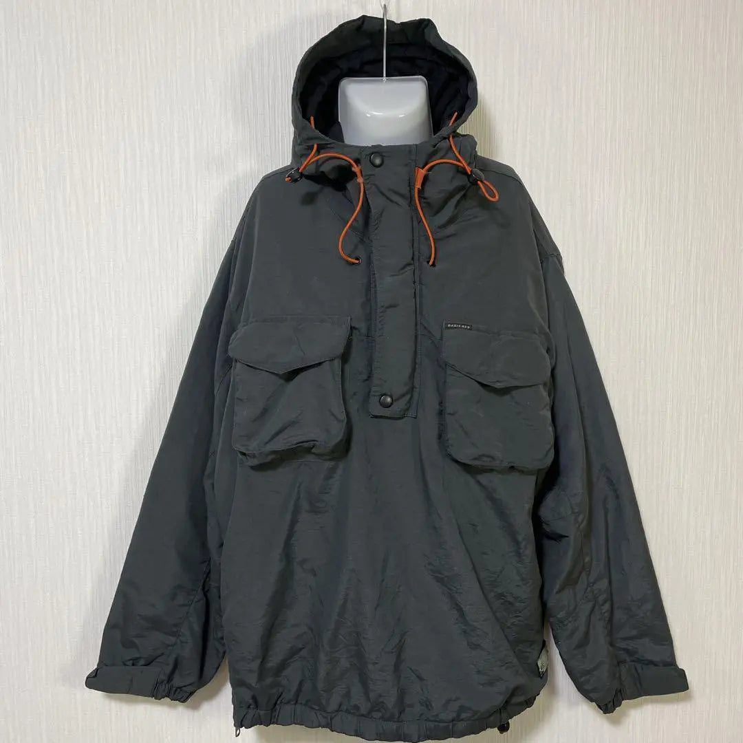 BASIC RED Nylon Parka Mountain Parka Half Zip Gray