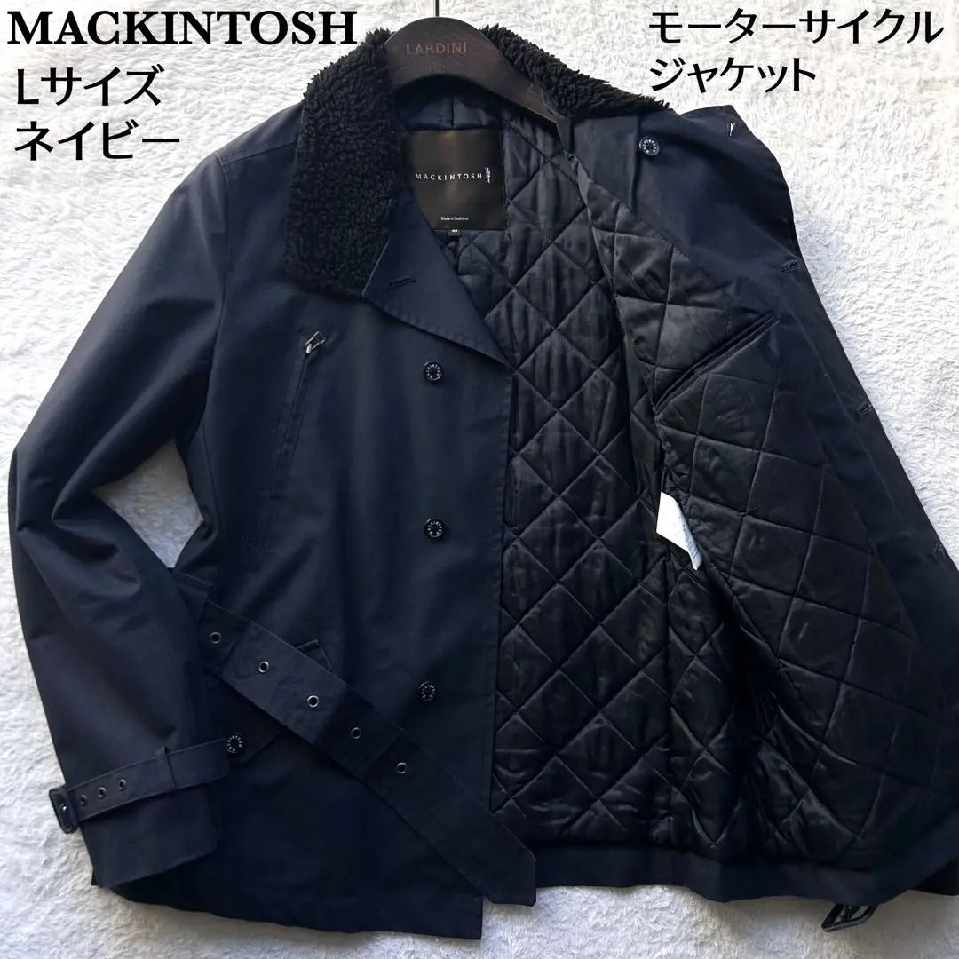 Hermosa condición ✨ Chaqueta de motocicleta Macintosh Cinturón Forro completo Azul marino