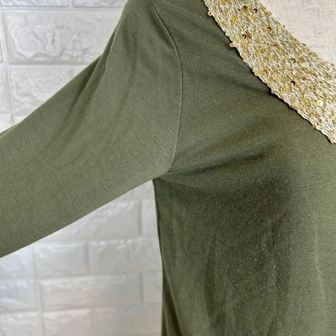 Discoat M Bijou Long Sleeve Cut and Sewn Khaki Sequins A1271