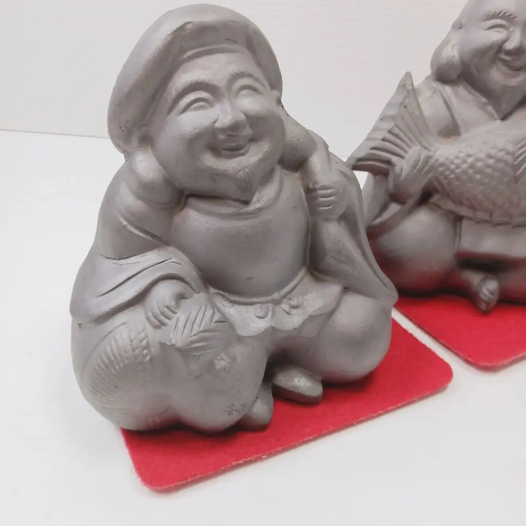 P Oguro -sama Ebisu -like lucky figurine figurines in the family family safety business prosperity | P 大黒様 恵比寿様 縁起物 置物 在銘 友山 家内安全 商売繁盛