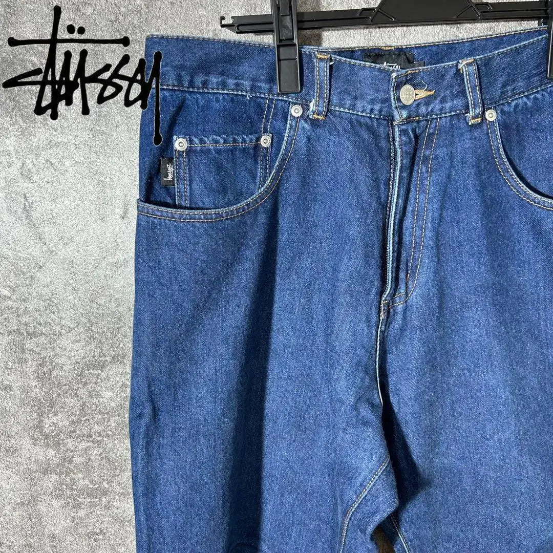 [Very popular] Stussy denim jeans, good color, one-point logo◎ Presence