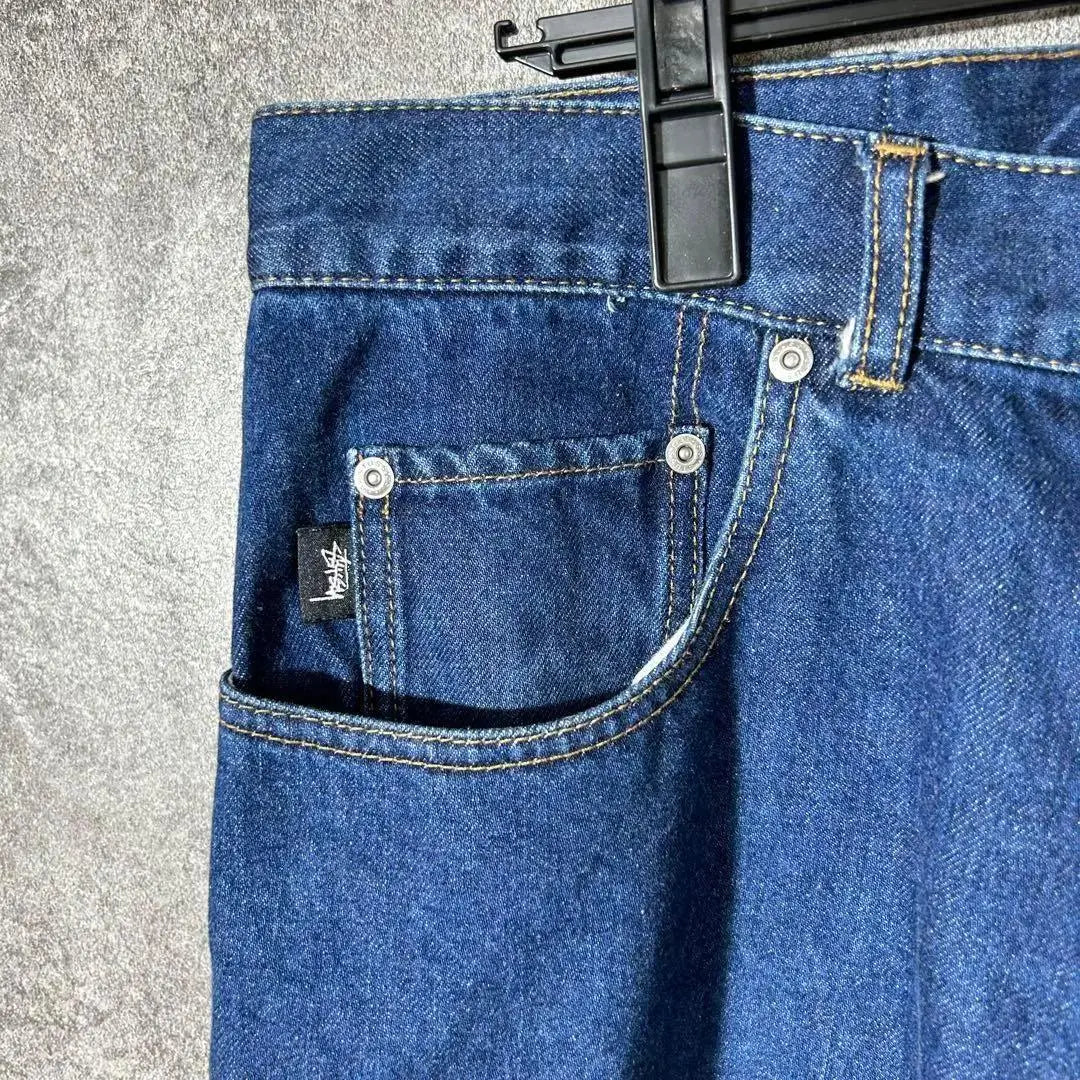 [Very popular] Stussy denim jeans, good color, one-point logo◎ Presence