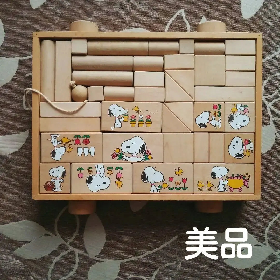 Bloques de Snoopy, bloques de madera, bloques de construcción, juguetes educativos, hermoso estado, juguetes, Tsumiki | スヌーピー ブロック 木製 積み木 積木 知育玩具 美品 おもちゃ つみき