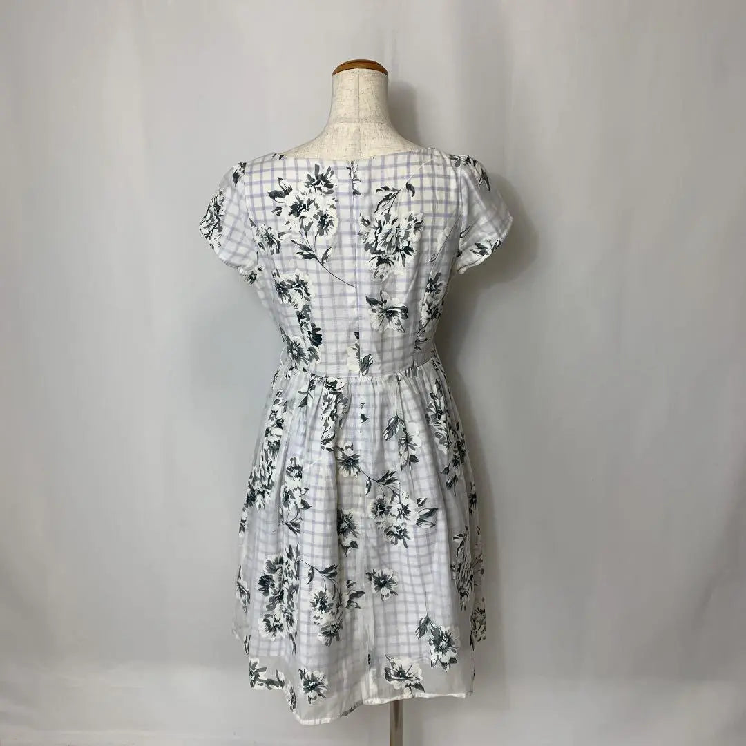 Pattern Fiona short sleeve floral pattern check sheer dress Spring / summer M | パターンフィオナ　半袖　花柄　チェック　シアー　ワンピース　春　夏　M