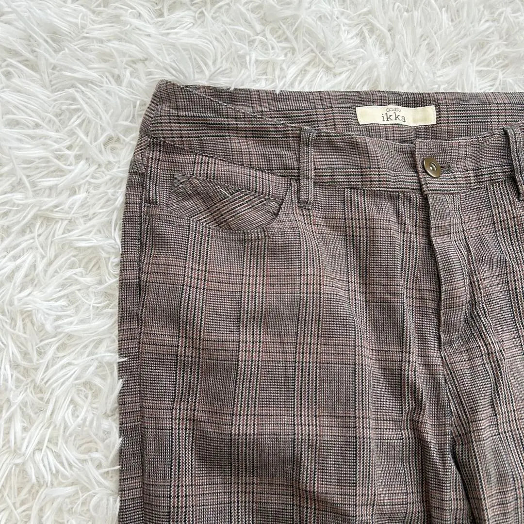 [Ikka] Pantalones rectos de mujer F Slim Glen Check gris