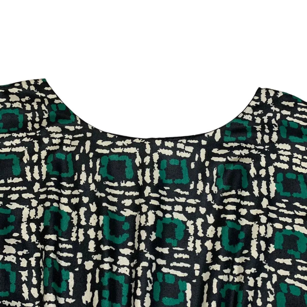 Lois Crayon All-over Pattern Check French Sleeve Dress Green