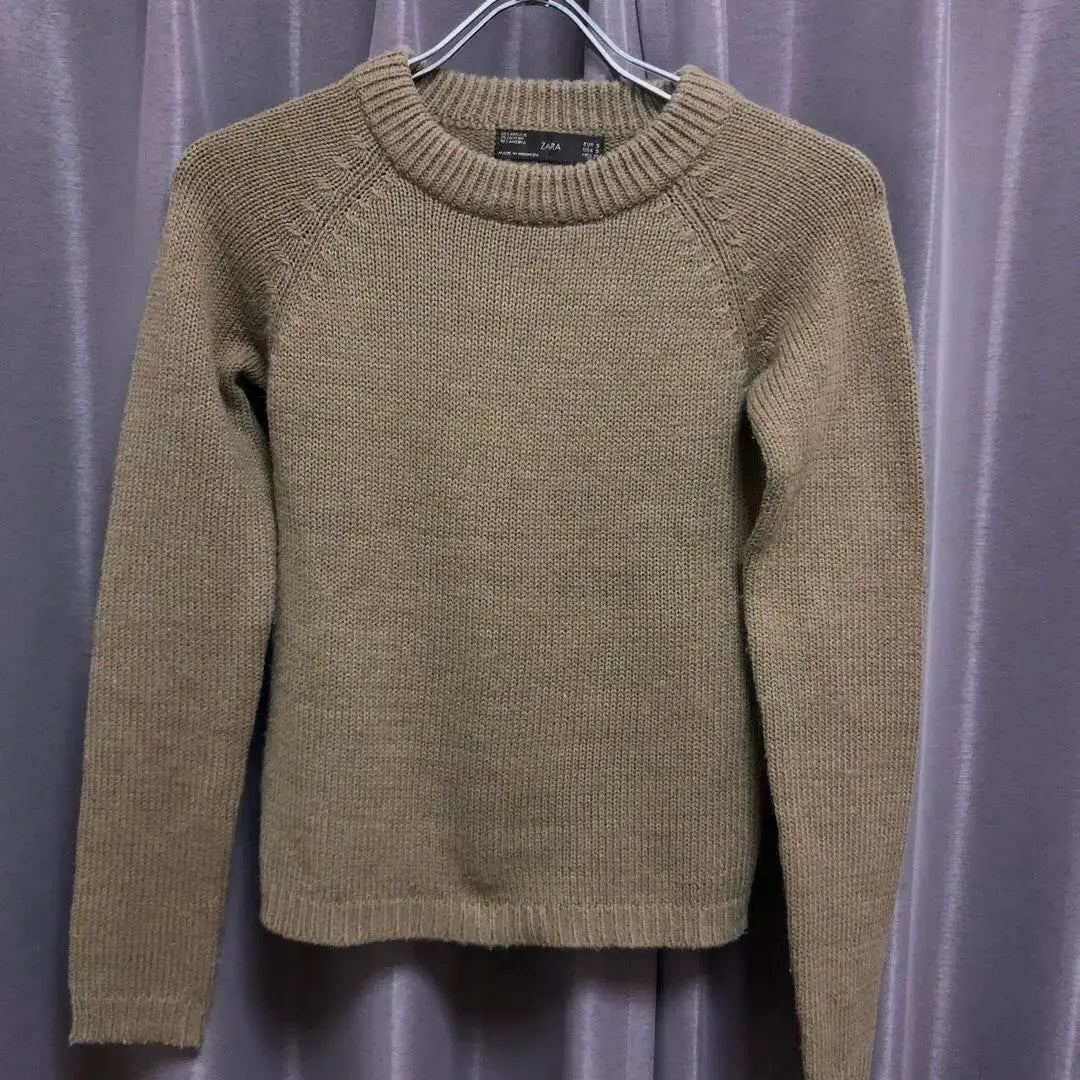 ZARA Long Sleeve Knit Sweater .angora 10%. Brown size S | ZARA 長袖ニットセーター.ANGORA 10%.ブラウン.サイズS