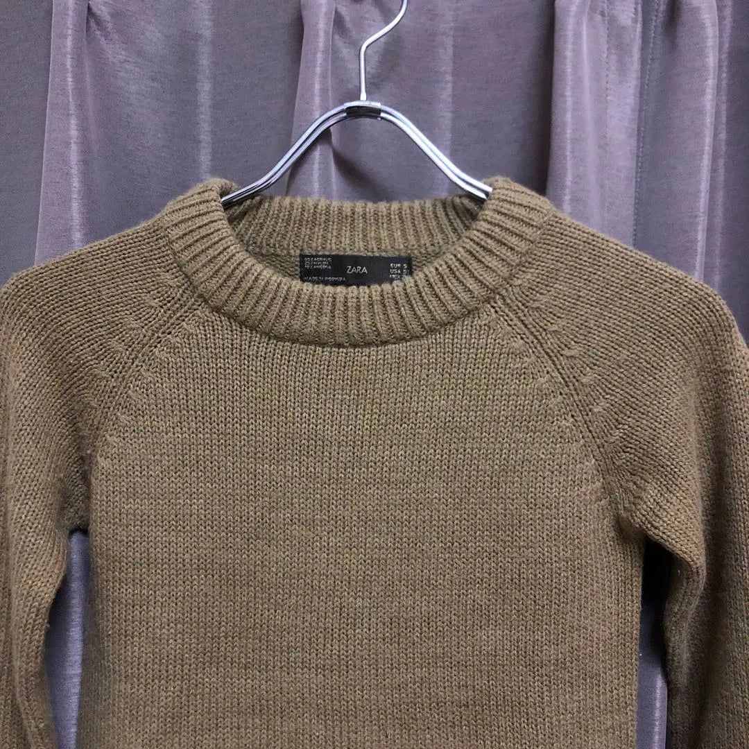 ZARA Long Sleeve Knit Sweater .angora 10%. Brown size S | ZARA 長袖ニットセーター.ANGORA 10%.ブラウン.サイズS