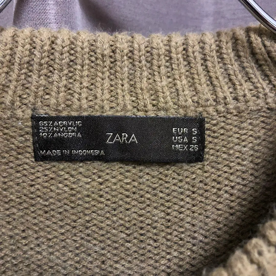 ZARA Long Sleeve Knit Sweater .angora 10%. Brown size S | ZARA 長袖ニットセーター.ANGORA 10%.ブラウン.サイズS