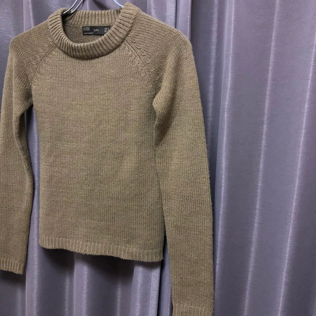 ZARA Long Sleeve Knit Sweater .angora 10%. Brown size S | ZARA 長袖ニットセーター.ANGORA 10%.ブラウン.サイズS