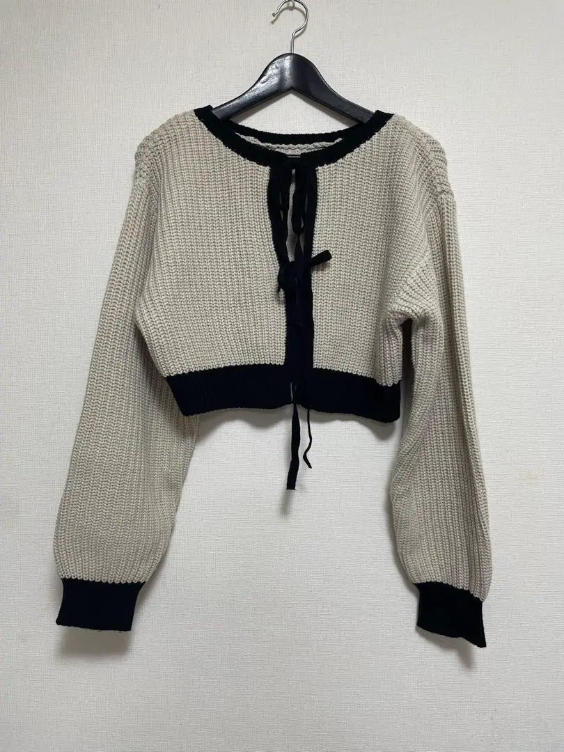 WEGO Ribbon 2WAY Cardigan 2 Colors Color Scheme Beige x Black F