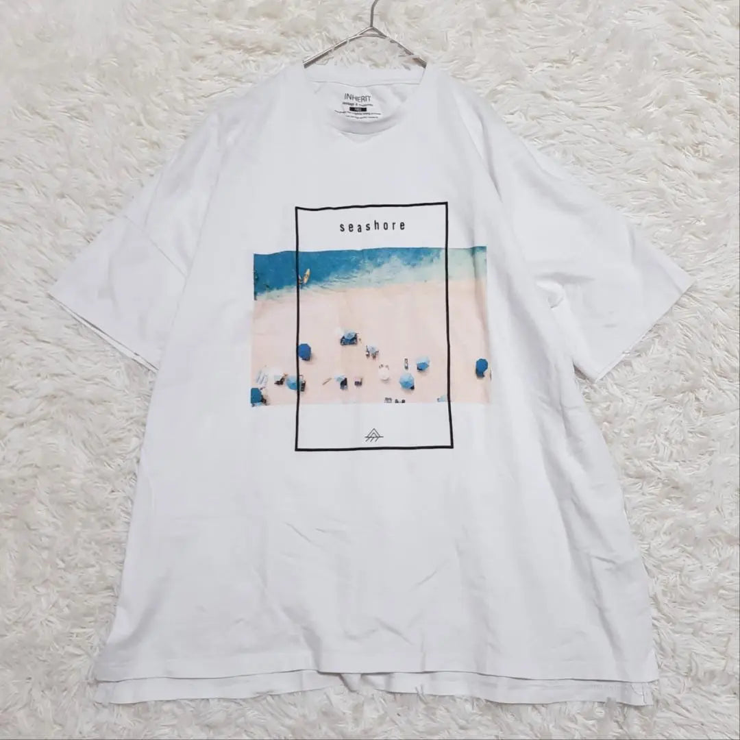 "INHERIT" Inherit (F) Simple Print T-shirt Slit White