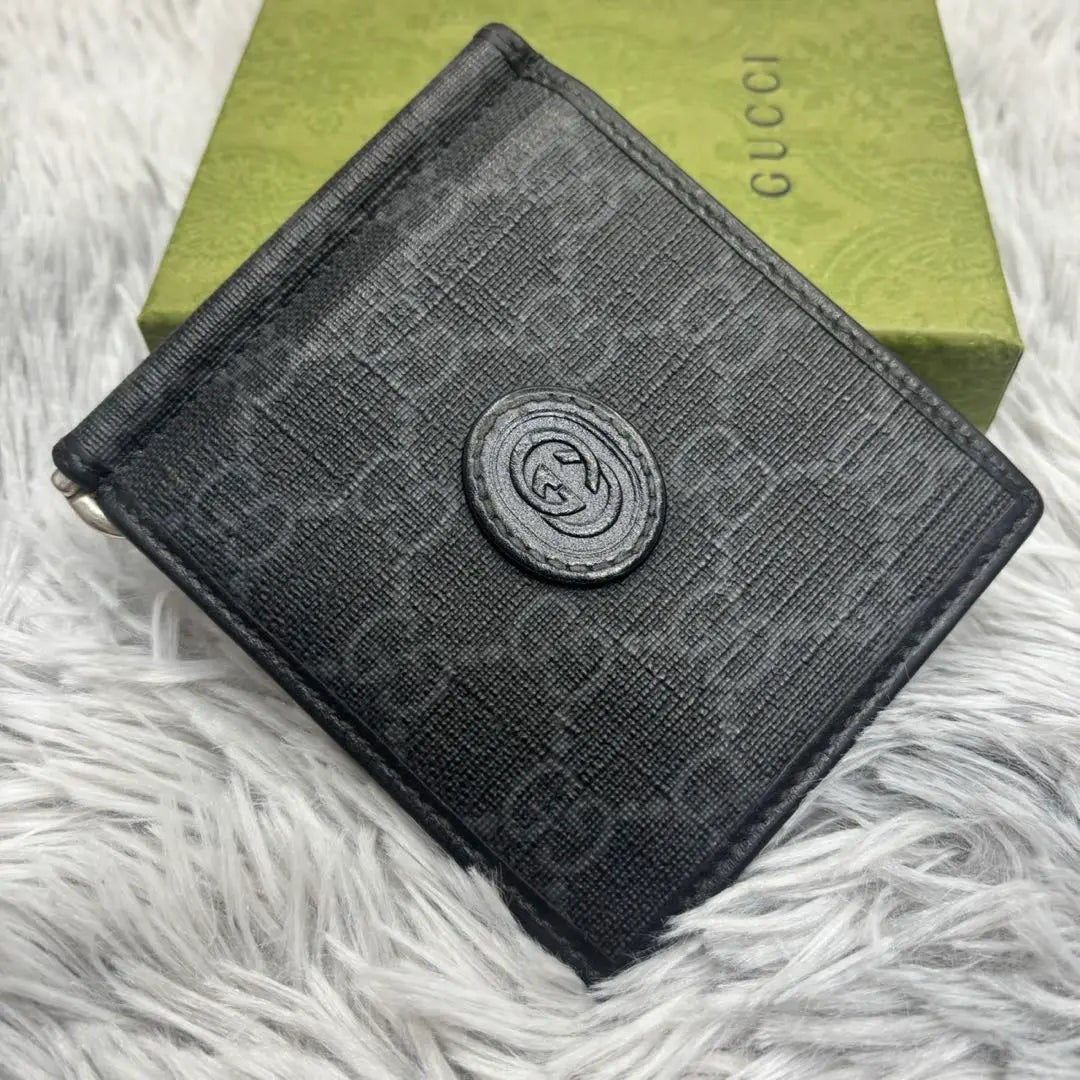 Unused grade✨Gucci Money Clip Interlocking PVC Shima Leather Wallet