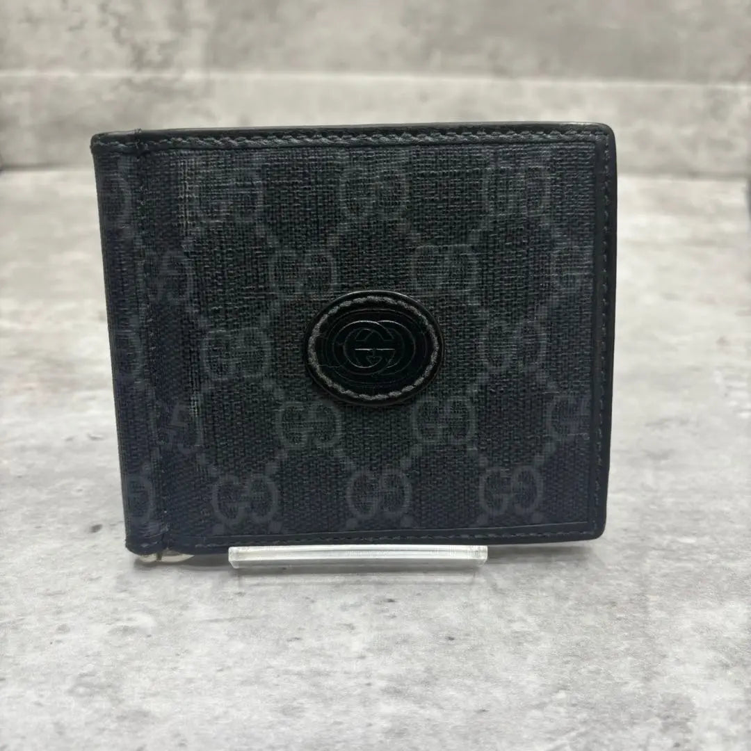 Unused grade✨Gucci Money Clip Interlocking PVC Shima Leather Wallet