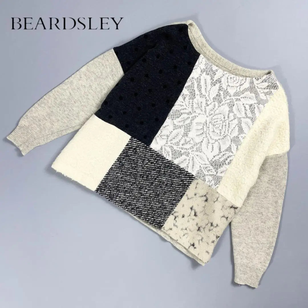 Beardsley Patchwork Knit Lace Dot Pattern Light Gray F*YC172