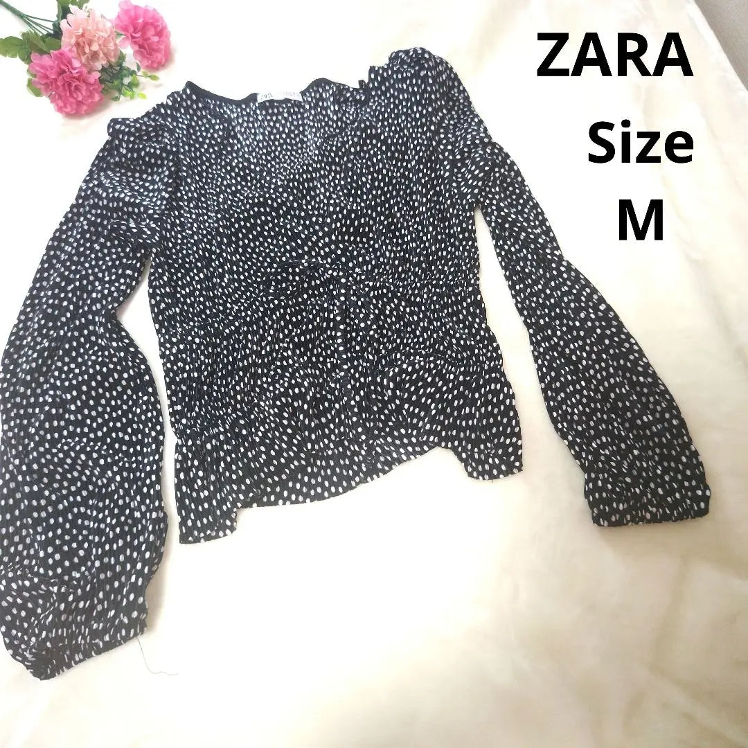 [Stylish☆Cute☆ZARA] Black White Dot Cut and Sew Size M