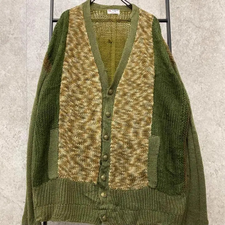 [Ropa vintage de EE. UU.] Diseño vintage de punto/cárdigan verde para hombre ML