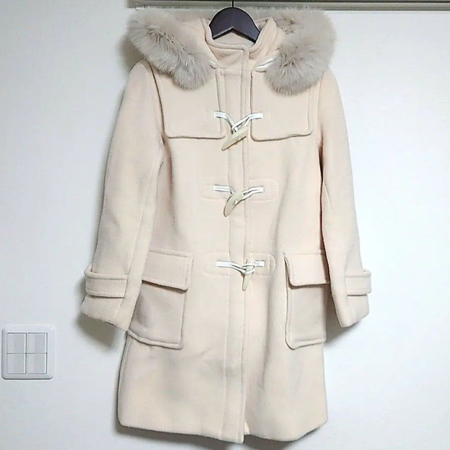 FRAY I.D Duffle Coat Light Beige Hood Fur Sneidel