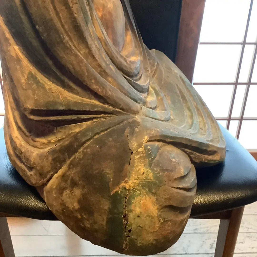 The Ming Dynasty of China's Zen spirit "Daruma Daishi, founder of Zen Buddhism" Bodhitara, meditation, zazen, enlightenment, offering, extra-large colored wood carving