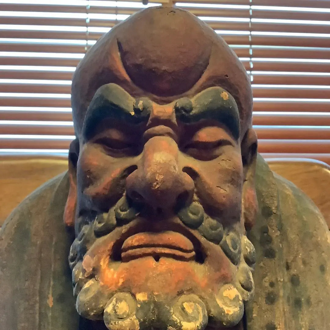 The Ming Dynasty of China's Zen spirit "Daruma Daishi, founder of Zen Buddhism" Bodhitara, meditation, zazen, enlightenment, offering, extra-large colored wood carving