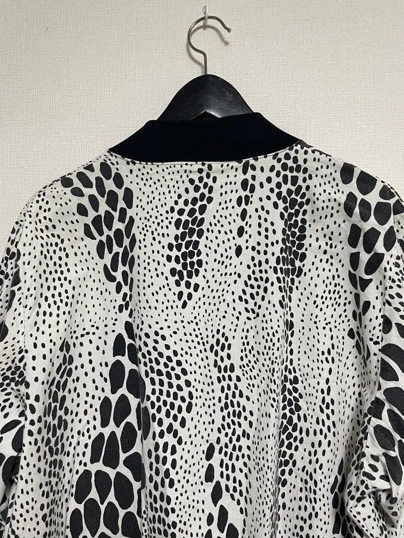 Vintage Animal Pattern Men's Cardigan White Black