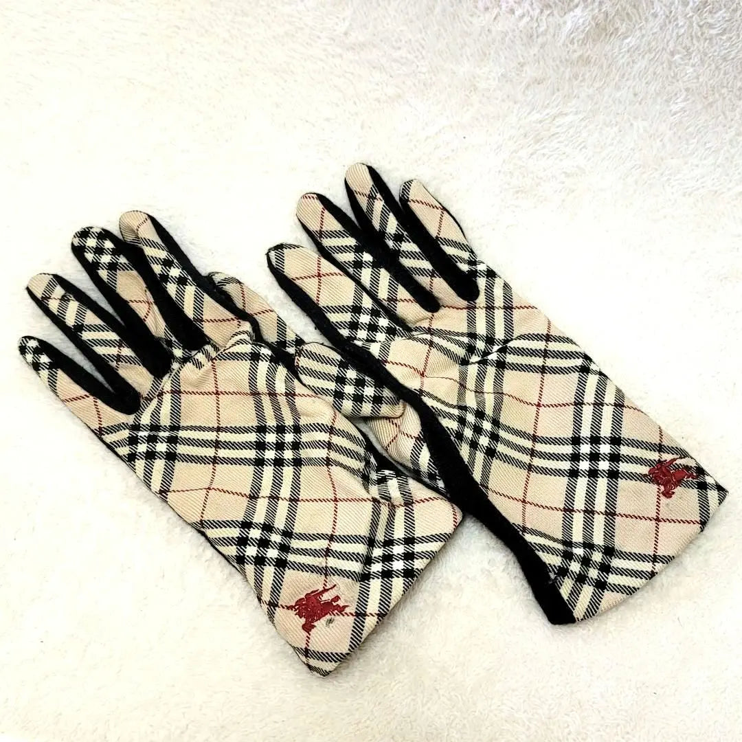 Guantes BURBERRY BLUE LABEL Novachech Beige Logo del caballo | BURBERRY BLUE LABEL 手袋 ノバチェック ベージュ ホースロゴ