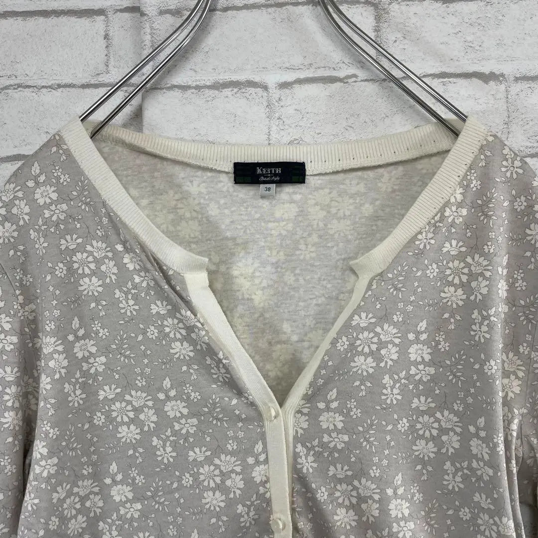 [Good condition] Keith long sleeve cardigan, floral pattern, all-over pattern, adult cute, beautiful, stylish