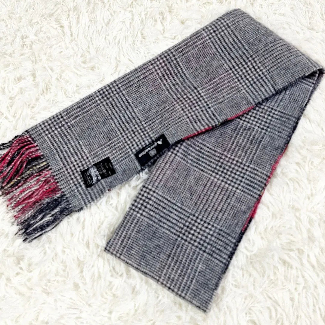 ★ Beautiful goods ★ Aqua Scutam Cashmere River Sibbler Muffler Check Pattern