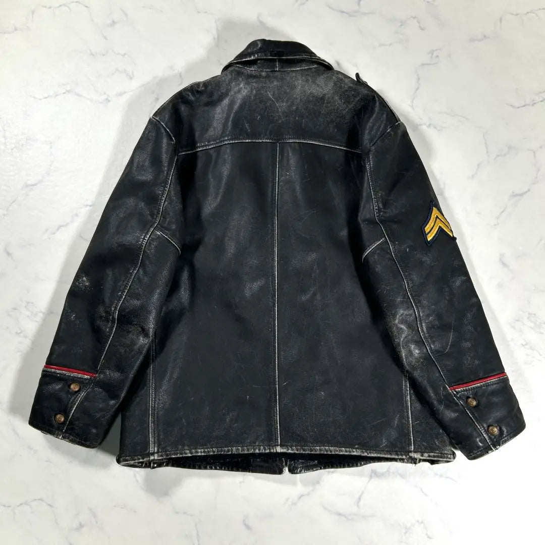 [Raro] Chaqueta de cuero DOLCE &amp; GABBANA de los años 90 con efecto desvanecido