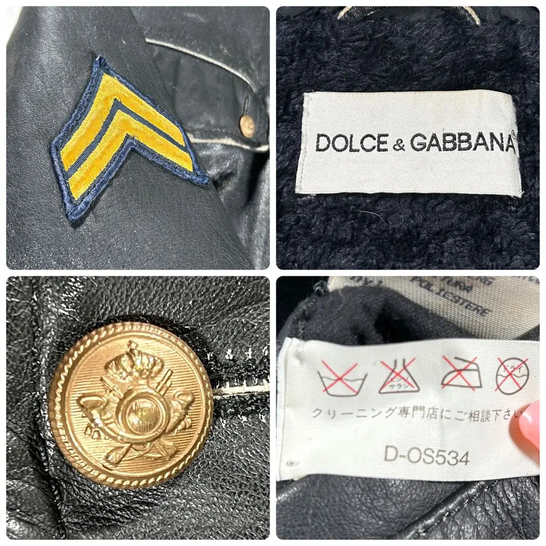 [Raro] Chaqueta de cuero DOLCE &amp; GABBANA de los años 90 con efecto desvanecido