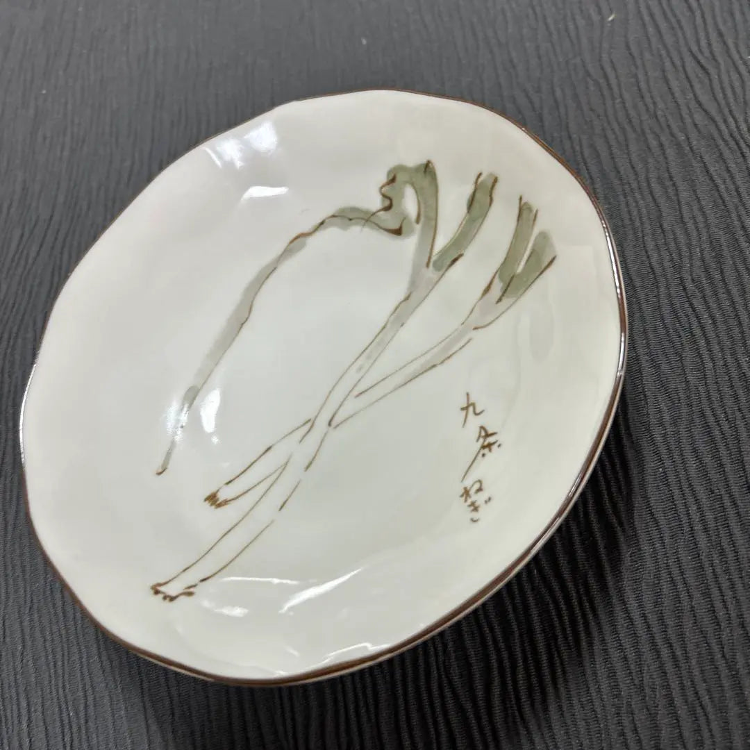 △□ Plate Tachibana Tachibana Cabbage Kujo Green onions Tableware Showa retro Setchi