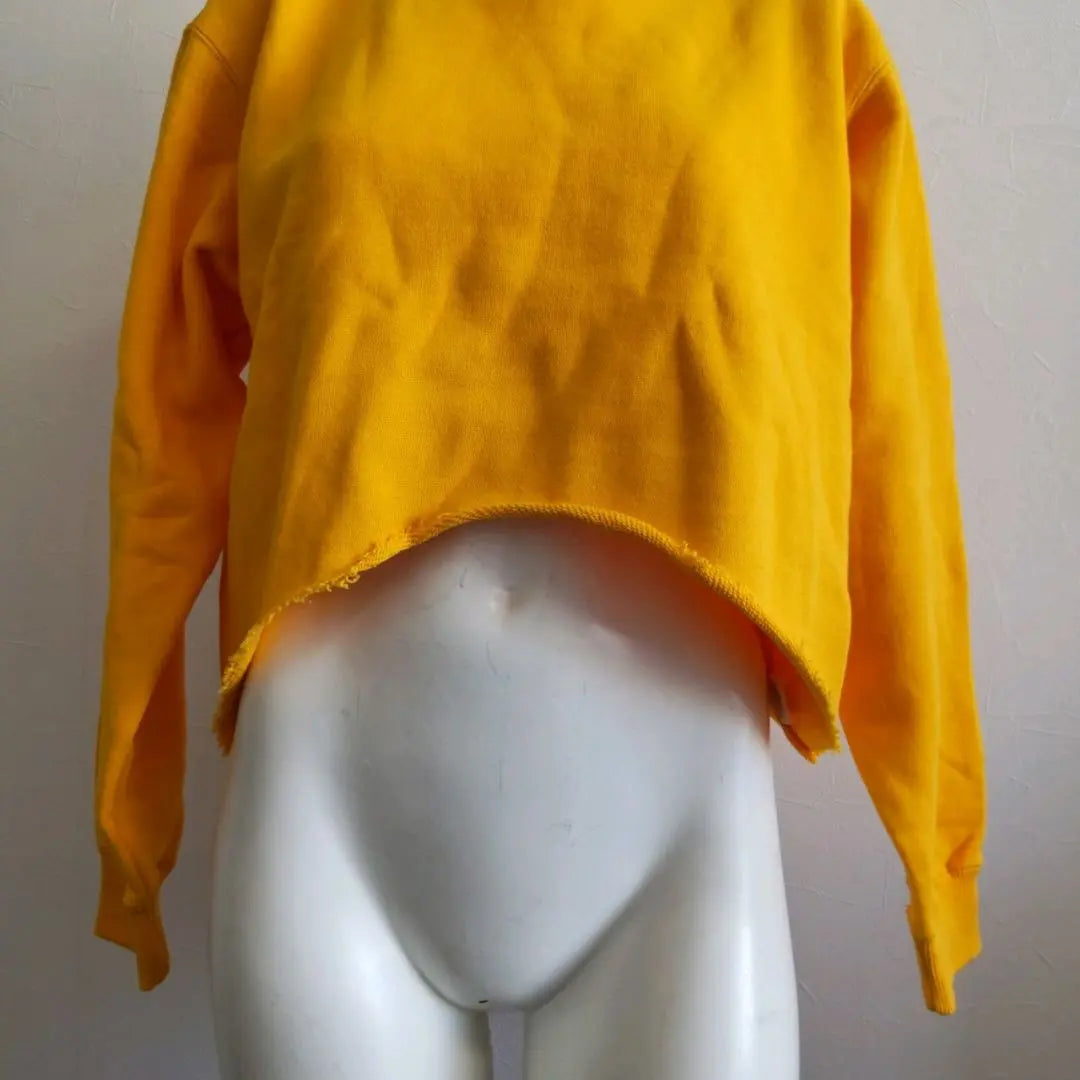 [Cross Stitch] Sweatshirt M Yellow Short Length 100% Cotton