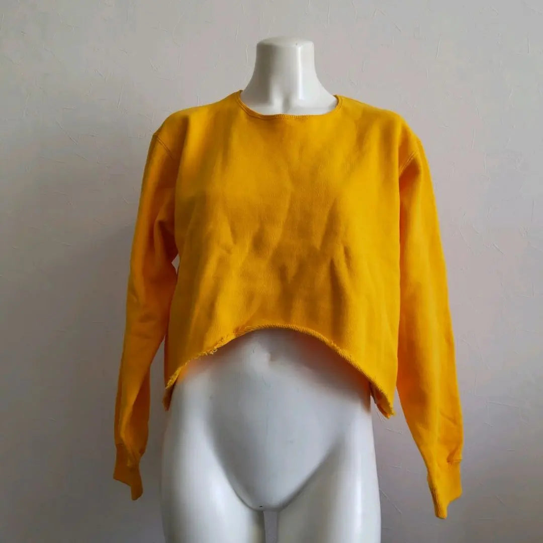 [Cross Stitch] Sweatshirt M Yellow Short Length 100% Cotton