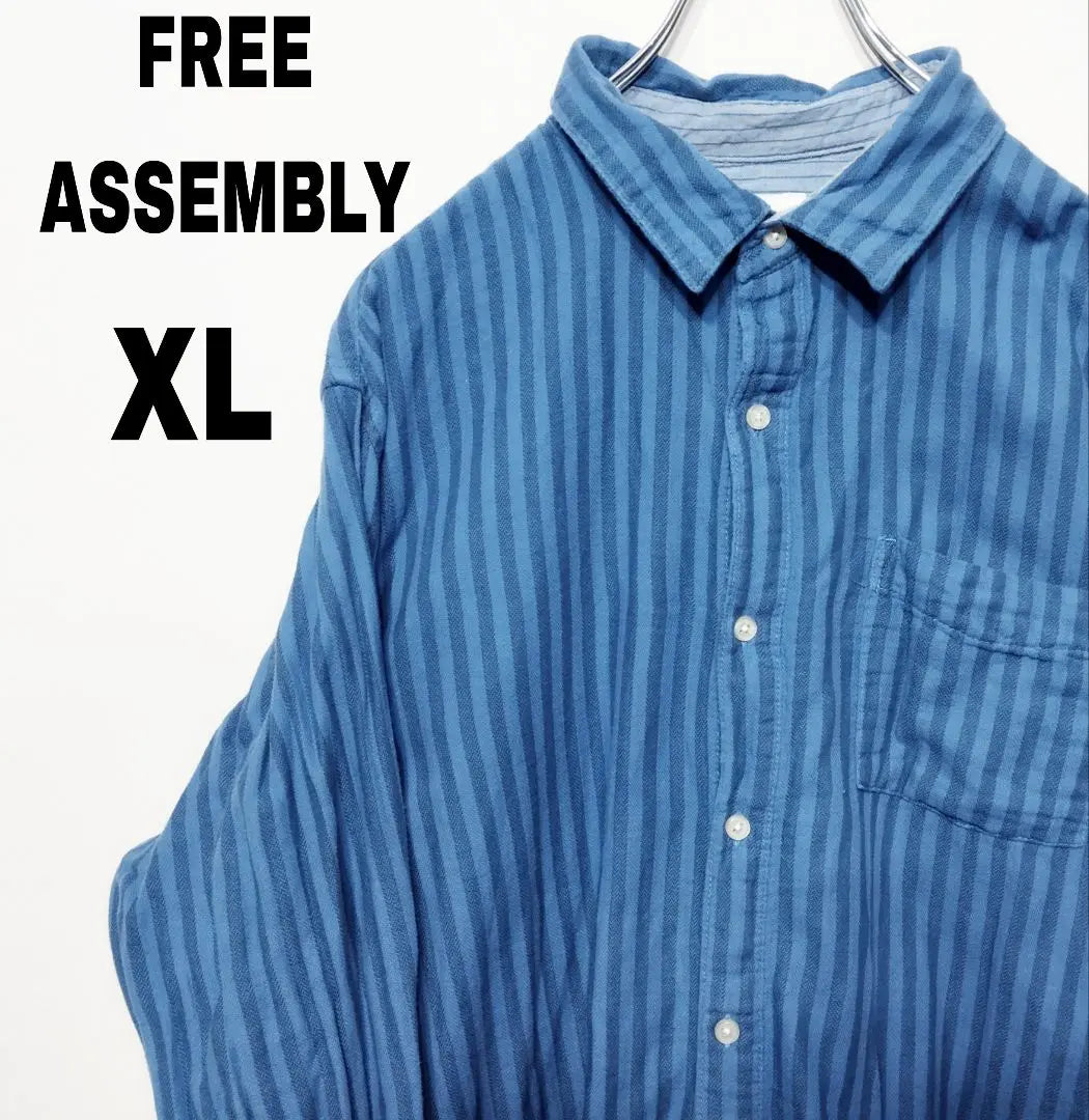 USA Vintage Clothing FREEASSEMBLY Flame Shirt XL Blue Stripe