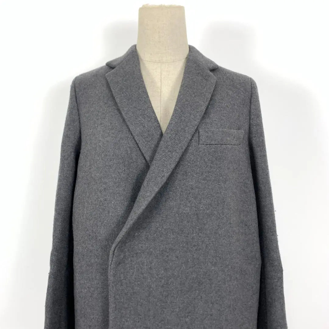 LA4327 16AW Zarirax Silk Long Chester Coat Grey 36