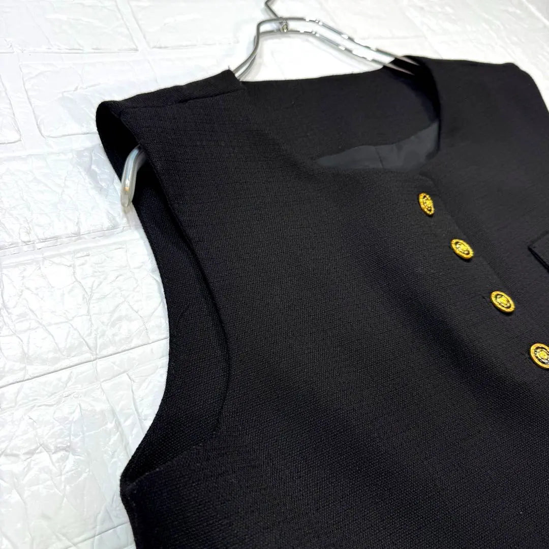 Beautiful colorer chlorer tweed vest gold button black