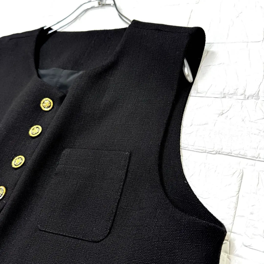 Beautiful colorer chlorer tweed vest gold button black