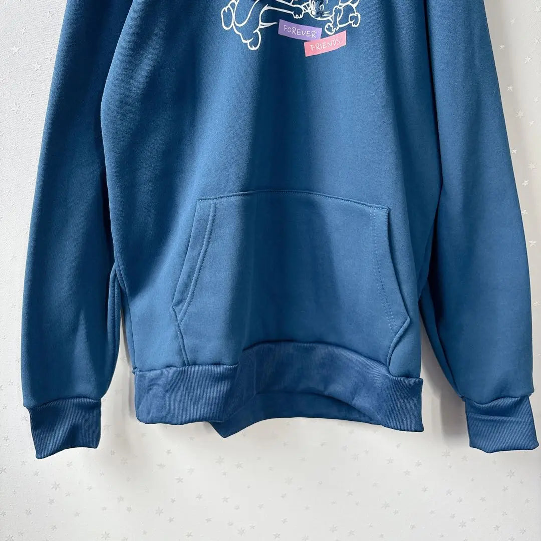 Tom and Jerry Character Parka Sweatshirt Large Size Casual Blue