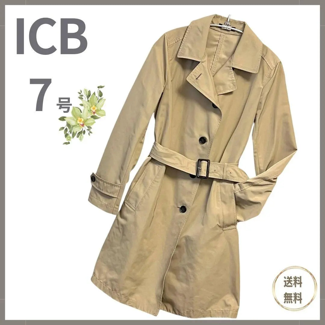 [Good condition] ICB trench coat, trench coat, spring coat, beige, glossy 7