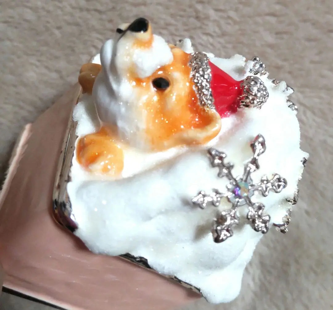 Beautiful condition Fuku and snow Seasonal Shiba Inu Fuku Snow Winter Small item case Ceramic