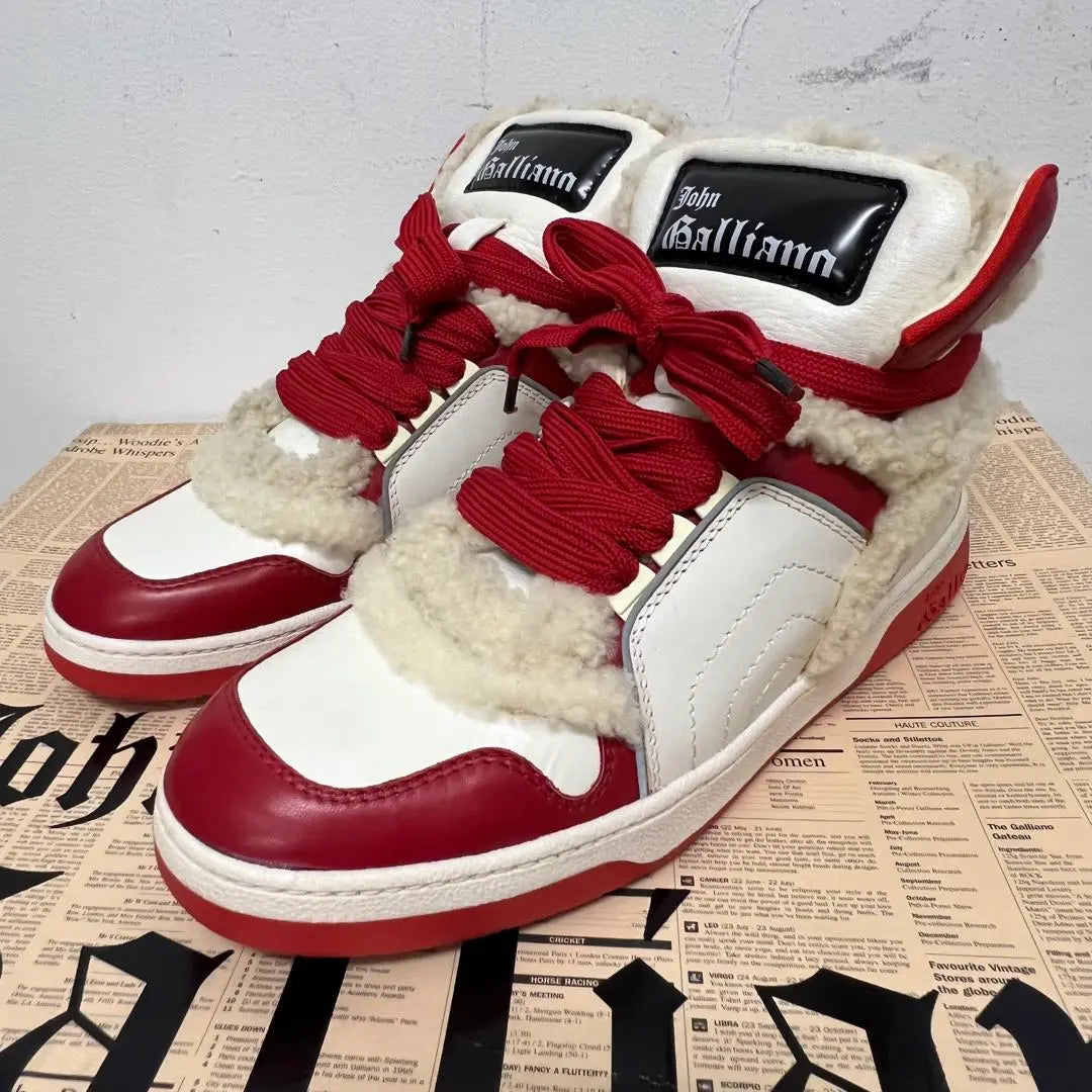 Phantom Johngalliano John Gariano High Cut Sneakers White Red 42