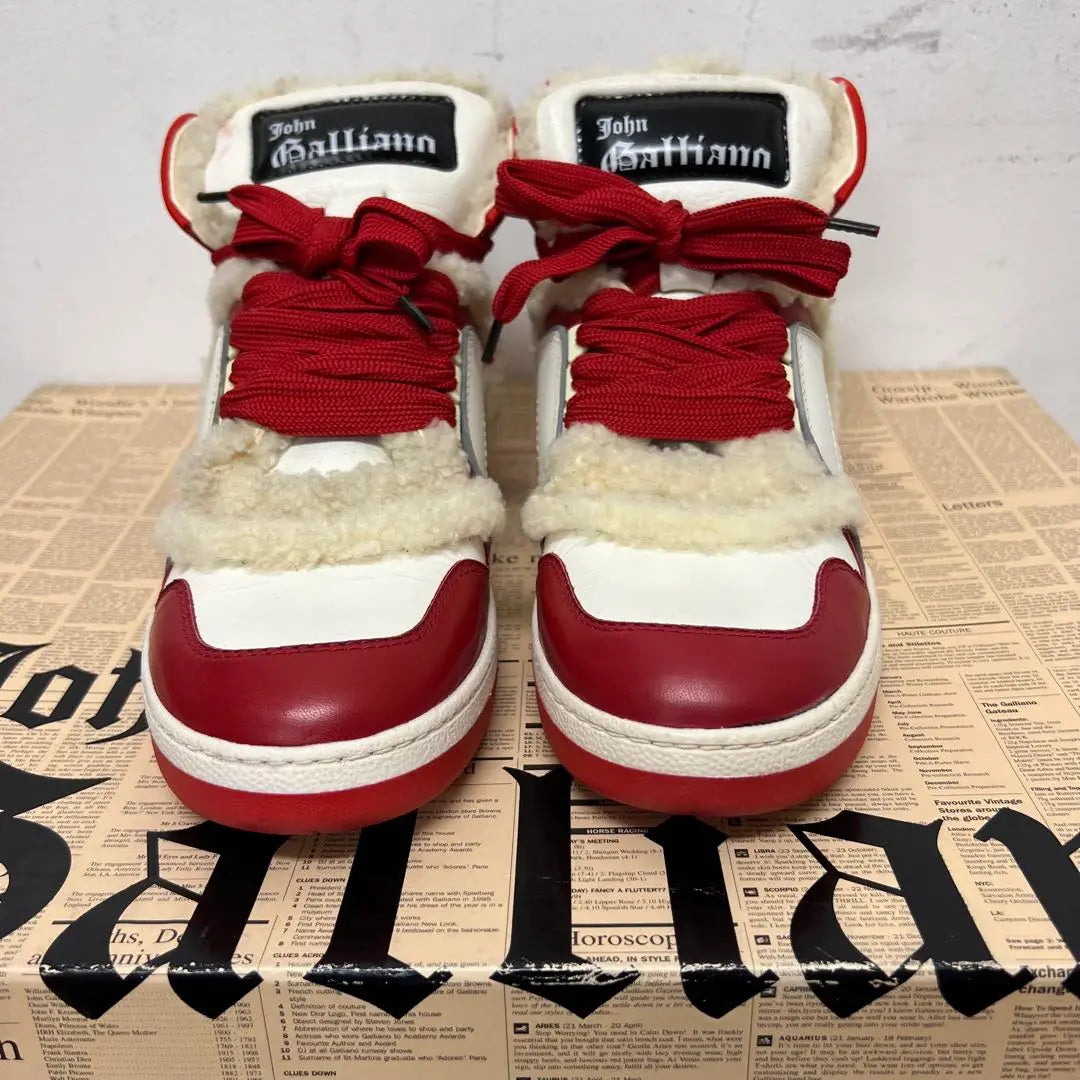 Phantom Johngalliano John Gariano High Cut Sneakers White Red 42