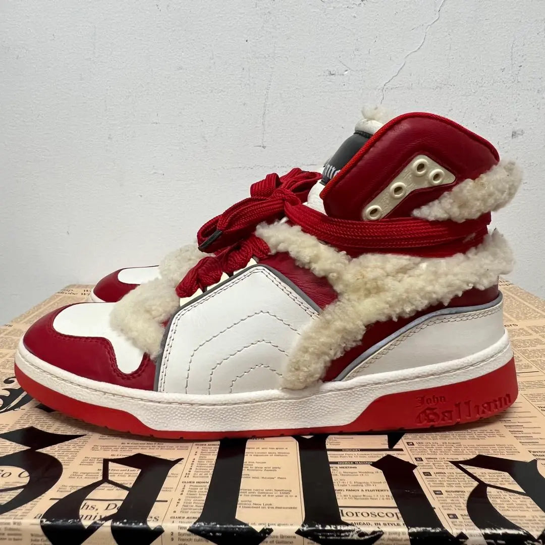 Phantom Johngalliano John Gariano High Cut Sneakers White Red 42