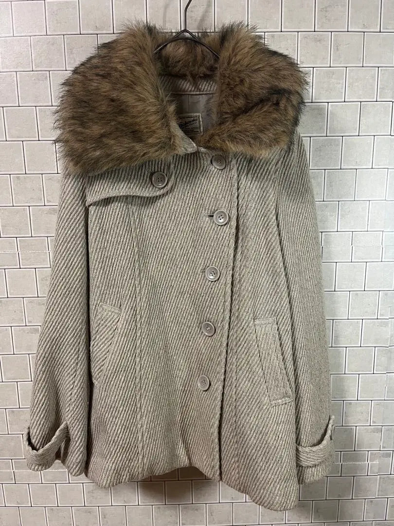 Saburoku Fur Peacoat Beige Size L Winter