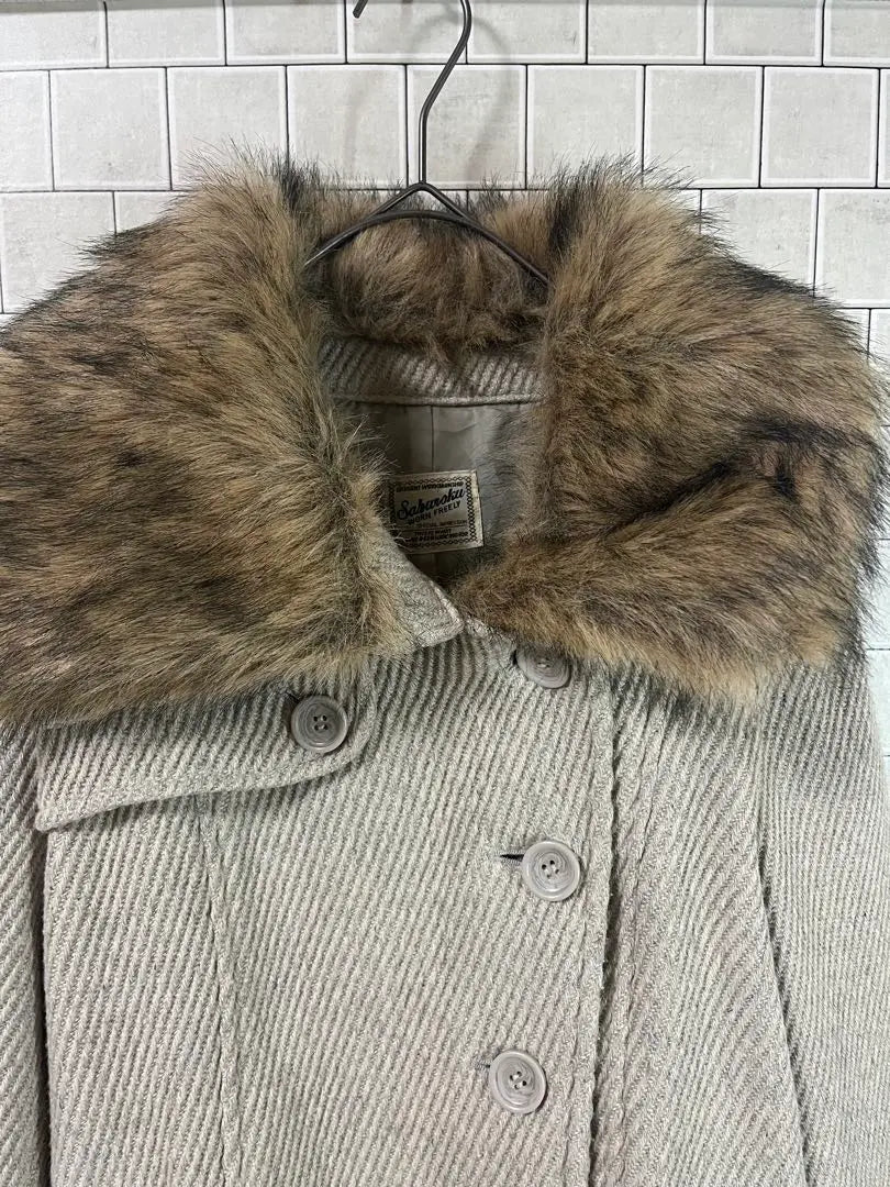 Saburoku Fur Peacoat Beige Size L Winter